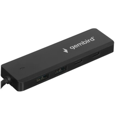Разветвитель USB3.1 Gembird UHB-C425, 2xUSB, 2xType-C, с доп.питанием (порт Type-C), кабель Type-C 19см