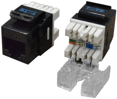 Модуль Keystone RJ45, Cat.5E, UTP, 180 градусов, черный (TWT-OK45UTP180/5E-BK)