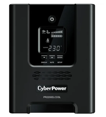 ИБП CyberPower PR2200ELCDSL, Line-Interactive, 2200VA/1980W, 8 IEC-320 С13, 1 IEC C19 розеток, USB&Serial, SNMPslot, LCD дисплей, Black, 0.5х0.6х0.3м., 28.4кг. CyberPower PR2200ELCDSL