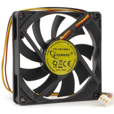 Вентилятор Gembird D8015ВM-3, 80x80x15 подшипник, 3 pin, провод 30 см , OEM {100}