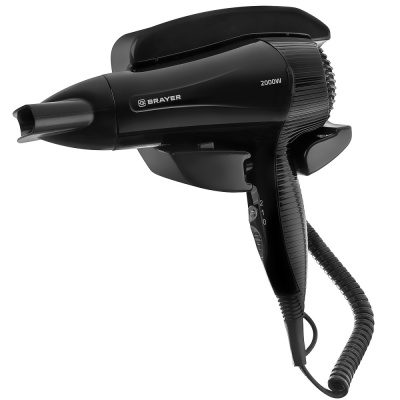 BRAYER  BR3021BK Фен настенный, 2000 Вт,черный