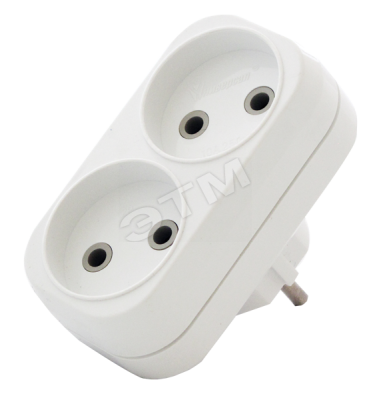 Тройник на 2 розетки без заземления 6А