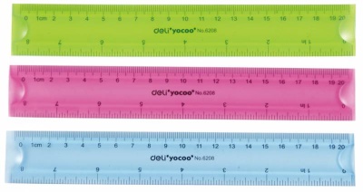 Линейка Deli E6208 пластик дл.20см ассорти гибкая/двухсторонняя шкала