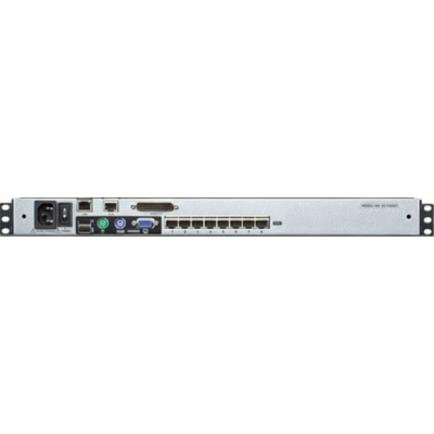 Переключатель консоли электронный, 8 портов PS/2, ж/к экран 17", клав. рус/лат.(Макс. разрешение 1280*1024, макс.частота верт. развертки 75Hz, зерно 0.264*0.264мм, якрость 300кд/м2) IP доступ ATEN KL1508AiMR