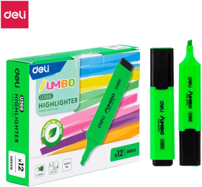 Текстовыделитель Deli EU366-GN скошенный пиш. наконечник 1-5мм зеленый