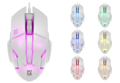 Defender Проводная оптическая мышь Host MB-982 7цветов,1000 dpi,белый Defender Host MB-982 (52983)