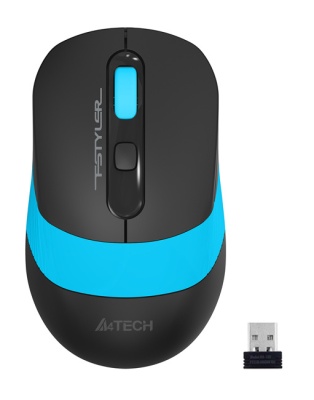 Мышь A4Tech Fstyler FG10 черный/синий оптическая (2000dpi) беспроводная USB (4but)