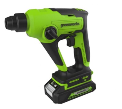 Greenworks GD24SDS1K2 Перфоратор аккумуляторный бесщеточный, 1,2 ДЖ, 24V, c АКБ 2Ач и ЗУ, в сумке [3803107UA]