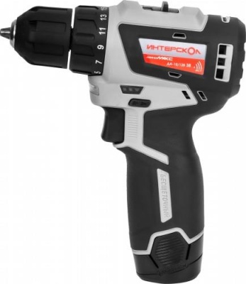 ИНТЕРСКОЛ  ДА-10/12В 38 МиниМАКС бесщеточная аккум. дрель-шуруповерт [757.2.2.45] { Li-ion, кейс, 2 аккум., 3,0Ач, ЗУ }