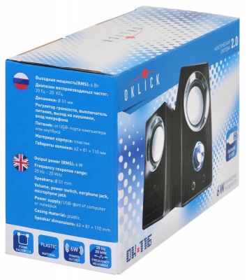 Колонки Оклик OK-116 2.0 черный 6Вт