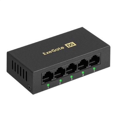 Коммутатор неуправляемый ExeGate EDES-1005D (5-портовый UTP 10/100Mbps, металлический корпус, с функцией энергосбережения (EEE), настольный/настенный)