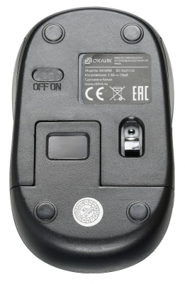 Мышь Оклик 665MW черный/синий оптическая (1000dpi) беспроводная USB (3but)