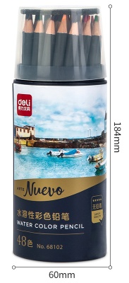 Карандаши цветные Deli 68102 Nuevo липа 48цв. т.сер. корпус мет.туб.