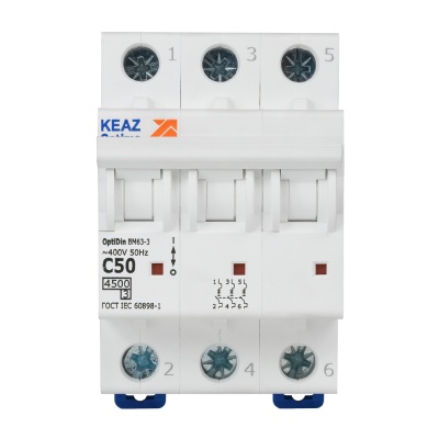 Выключатель автоматический модульный OptiDin BM63-3C50-4.5-УХЛ3 КЭАЗ 326817