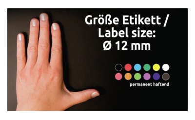 Этикетки Avery Zweckform 3088 54шт на листе диаметр 12мм/70г/м2/5л./ассорти самоклей. универсальная