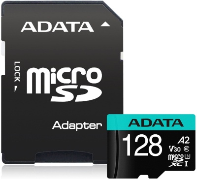 Флеш карта microSDHC 128Gb Class10 A-Data AUSDX128GUI3V30SA2-RA1 + adapter