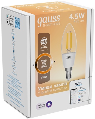 Умная лампа Gauss Smart Home C35 E14 (упак.:1шт) (1230112)