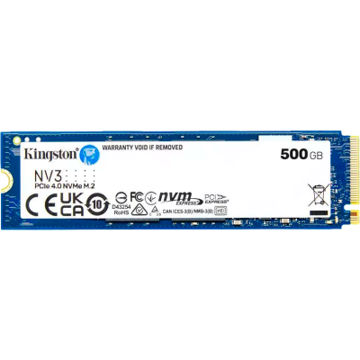 Твердотельный накопитель SSD M.2 Kingston 500Gb NV3 Series <SNV3S/500G> (PCI-E 4.0 x4, up to 5000/3000Mbs, 3D NAND, NVMe, 160TBW, 22х80mm)