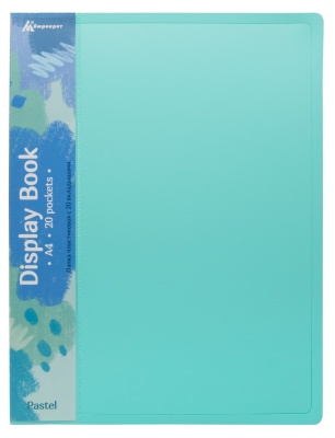 Папка с 20 прозр.вклад. Бюрократ Pastel PAST20GRN A4 пластик 0.5мм торц.карм с бум. встав мятный