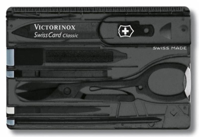 Швейцарская карта Victorinox SwissCard Classic (0.7133.T3) черный полупрозрачный коробка подарочная