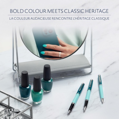 Ручка перьев. Waterman Hemisphere Colour Blocking (2190122) Green CT F сталь нержавеющая подар.кор.