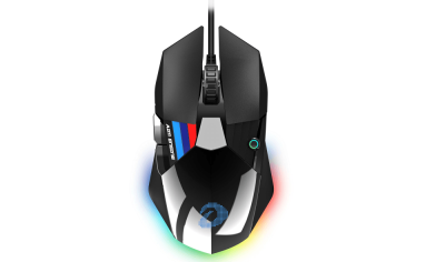 Мышь игровая проводная Dareu A970 Black Knight (черный с глянцевым покрытием), DPI 800/1600/2400(Default)/6400/18000, подсветка RGB, размер 131x71.7x40.5мм, 1,8м