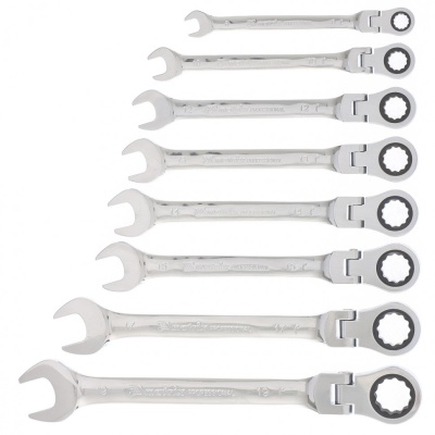 Набор ключей MATRIX комбинированных, трещоточных шарнирных 8шт 14898