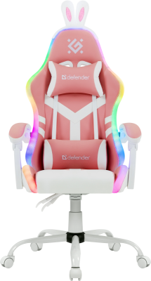 Кресло игровое Ideal класс-4 до 110кг наклон спинки 135° экокожа RGB розовый/белый 64041 DEFENDER