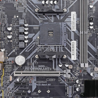 CBR B450 { Chipset B450, Socket AM4, 2*DDR4, mATX, VGA+HDMI+DVI, 1*PCIEx16/2*PCIEx1/1*M.2, 4*SATA3, 2*USB2.0 + 4*USB3.0, LAN 1Gb} БЕЗ УПАКОВКИ