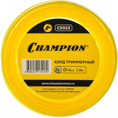 Леска для садовых триммеров Champion C5023 d=1.6мм L=15м