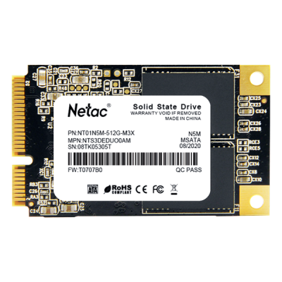 Ssd накопитель Netac SSD N5M mSATA SATAIII 3D NAND 512GB, R/W up to 540/490MB/s, 3y wty (NT01N5M-512G-M3X)