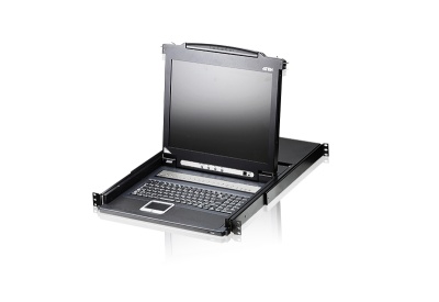 Переключатель/switch, KVM, 1 user консоль LCD/ЖК 19 =16 cpu/портов/port PS2/USB+VGA, с KVM-шнурами PS2 1х1.8м.;USB 1x1.8м., 1280x1024, 1U 19, исп.спец.шнуры, OSD, каскад 256, лат./рус.клав ATEN CL1316NR