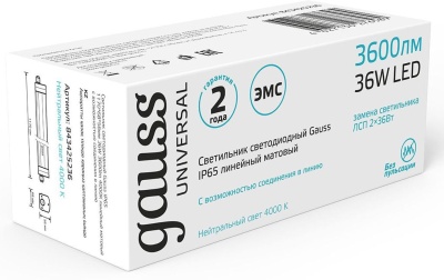 Светильник Gauss Universal 843425236 36Вт 4000K белый