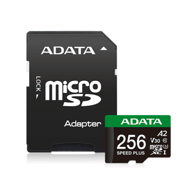 Флеш карта microSD A-DATA 256GB microSDXC Class 10 UHS-I U3 V30 A2 180/160 MB/s (SD адаптер)