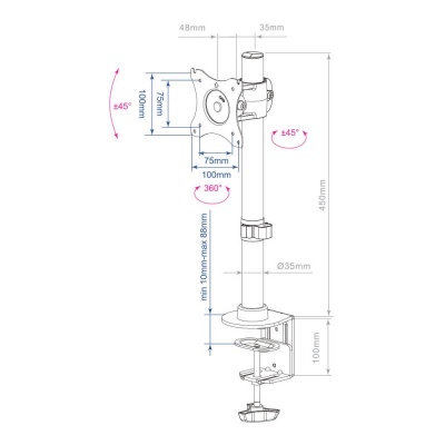 Кронштейн для мониторов Arm Media LCD-T41 черный 15"-32" макс.10кг настольный поворот и наклон верт.перемещ.