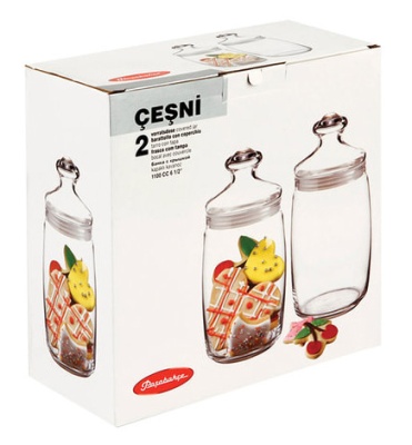 Банка Cesni для сыпучих продуктов 1.1л. стекло прозрачный наб.:2пред. (97425)