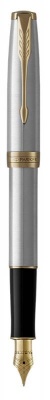 Ручка перьевая Parker Sonnet Core F527 (1931504) Stainless Steel GT F перо сталь нержавеющая/позолота подар.кор.