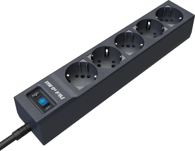 Сетевой фильтр Pilot SG 5 розеток (GP с заземлением), 15А/3.3кВа, автомат, 10 м, графит ZIS Pilot sG-Max 10M