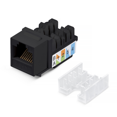 Cabeus KJ-RJ45-Cat.5e-90-SW-BK Вставка Keystone Jack RJ-45, категория 5e, заделка тип 110, черная, со стяжкой (KJ-RJ45-Cat.5e-90-SW-BK)
