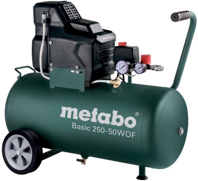 Компрессор поршневой Metabo Basic 250-50 W OF безмасляный 120л/мин 50л 1500Вт зеленый