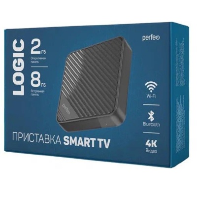 Perfeo SMART TV BOX приставка "LOGIC 2/8",Allwinner H313,Android 10, 2Gb/8Gb,Пульт Bluetooth