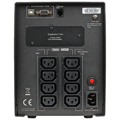 ИБП CyberPower PR1000ELCD, Line-Interactive, 1000VA/900W, 8 IEC-320 С13 розеток, USB&Serial, SNMPslot, LCD дисплей, Black, 0.6х0.35х0.4м., 21кг. CyberPower PR1000ELCD