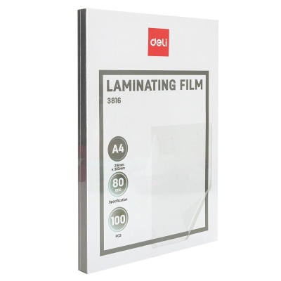Пленка для ламинирования Deli 80мкм A4 (100шт) глянцевая 216x303мм E3816