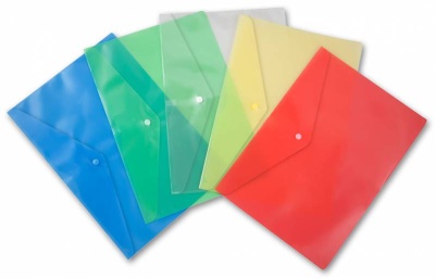 Конверт на кнопке Бюрократ -PK804A5/1 A5 пластик 0.18мм ассорти