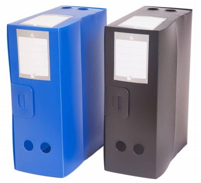 Короб архивный вырубная застежка Бюрократ -BA120BLUE пластик 1мм корешок 120мм 330х245мм синий