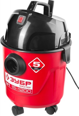 Строительный пылесос Зубр ПУ-15-1200 М1 1200Вт (уборка: сухая/влажная) красный