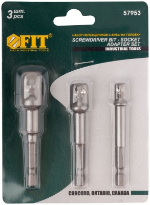 Адаптеры под головки с хвостовика под биты набор 3 штCrV