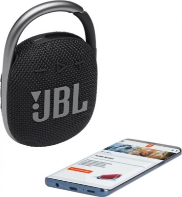 Колонка порт. JBL Clip 4 черный 5W 1.0 BT 15м (JBLCLIP4BLK)
