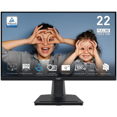 Монитор MSI PRO MP225 21.5" 16:9 FHD(1920x1080) IPS Flat,1ms(MPRT),3000:1,100M:1,250nit,178/178,HDMI 1.4,VGA(D-Sub),Tilt,VESA,100Hz,Black,1y war-ty (9S6-3PC6CM-004)