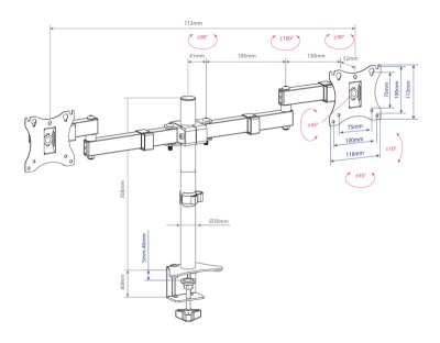 Кронштейн для мониторов Arm Media LCD-T04 черный 15"-28" макс.14кг настольный поворот и наклон